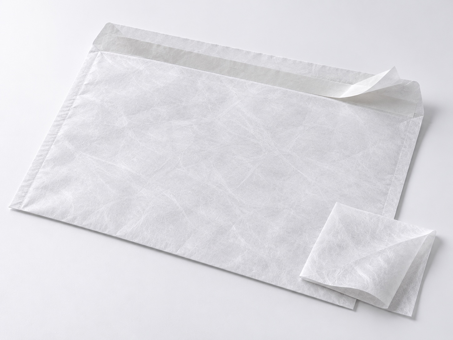 Document envelope made from white flashspun HDPE nonwoven