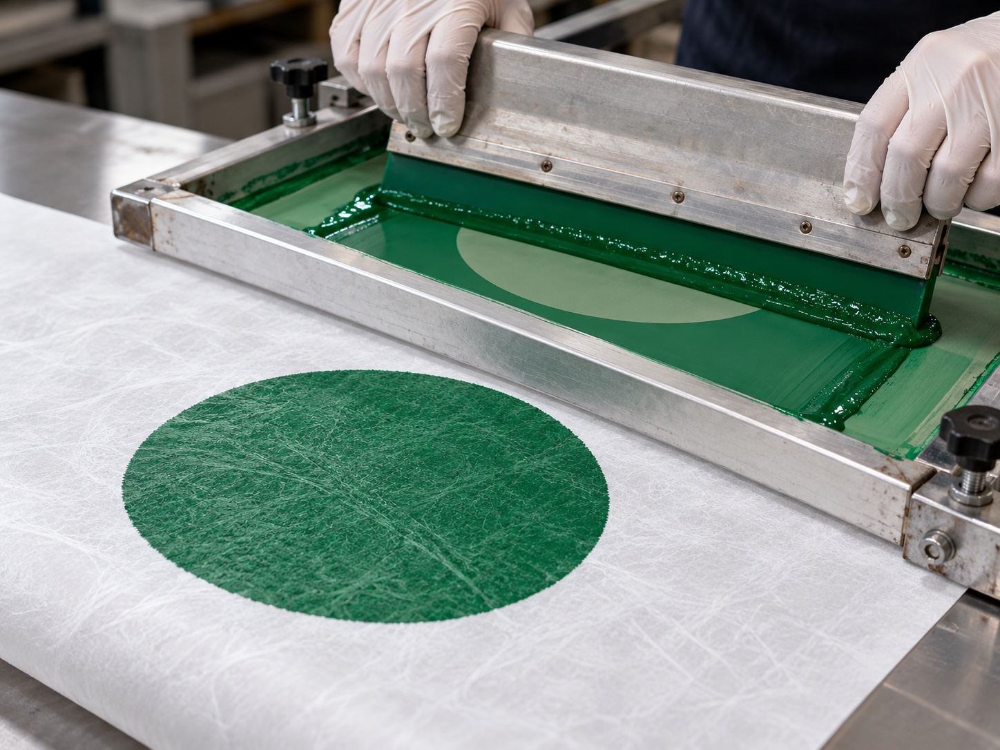 Screen printing on a flashspun HDPE nonwoven sheet